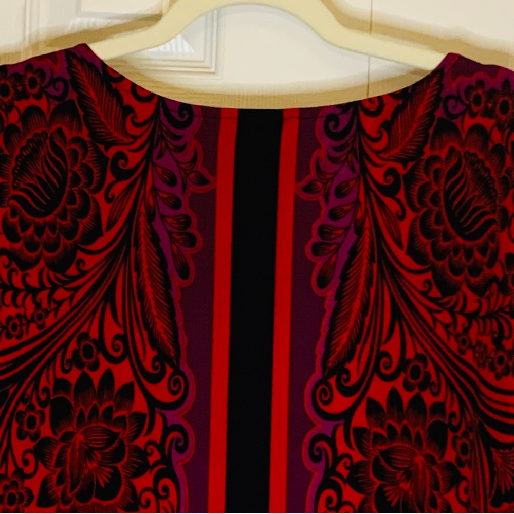 Style & Co. Red and Purple Swirl Design 3/4 Sleeve Dress Size L - Picture 7 of 10